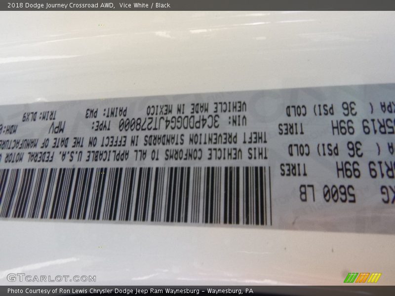 Vice White / Black 2018 Dodge Journey Crossroad AWD