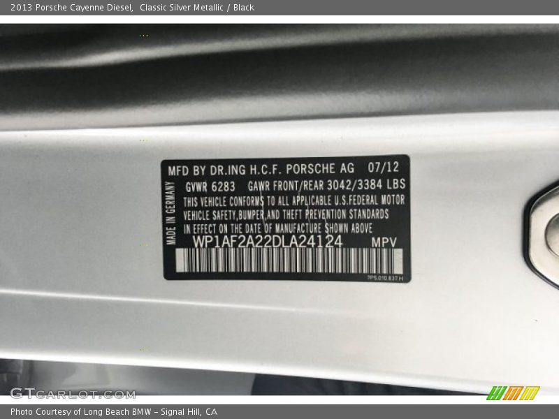 Classic Silver Metallic / Black 2013 Porsche Cayenne Diesel