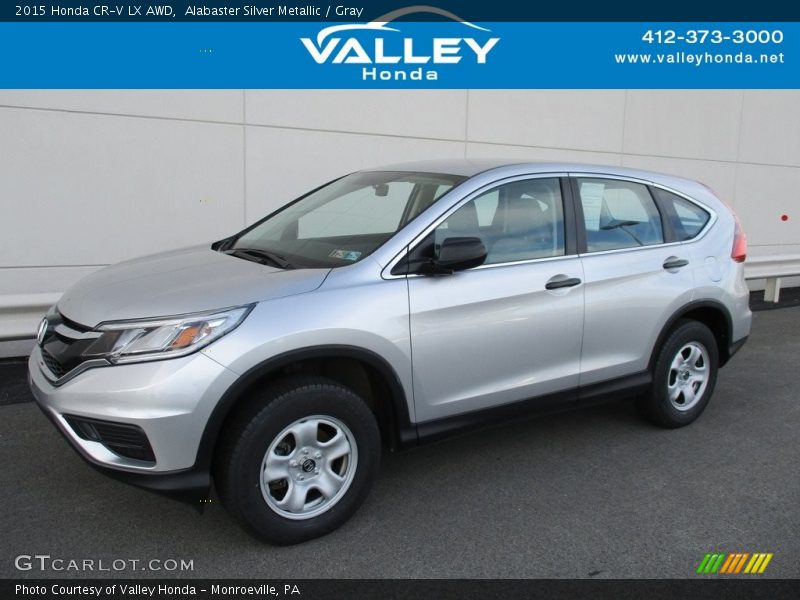 Alabaster Silver Metallic / Gray 2015 Honda CR-V LX AWD