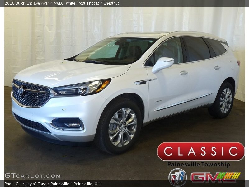 White Frost Tricoat / Chestnut 2018 Buick Enclave Avenir AWD