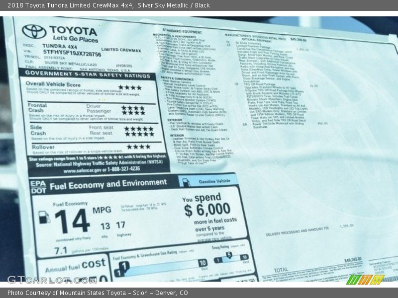 Silver Sky Metallic / Black 2018 Toyota Tundra Limited CrewMax 4x4