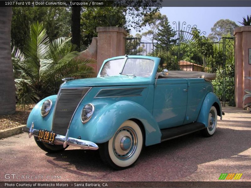 Turquoise / Brown 1937 Ford V8 4 Door Convertible