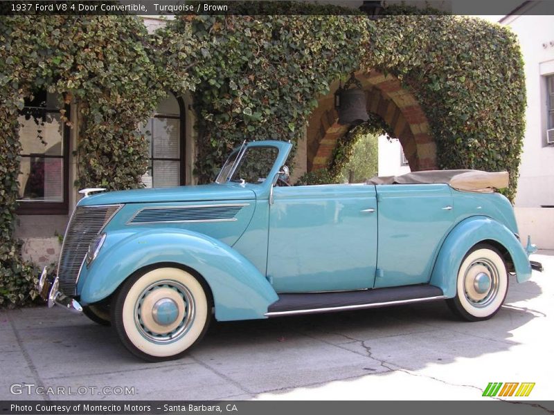 Turquoise / Brown 1937 Ford V8 4 Door Convertible