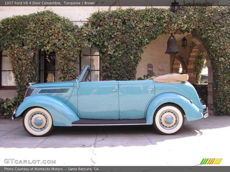 Turquoise / Brown 1937 Ford V8 4 Door Convertible