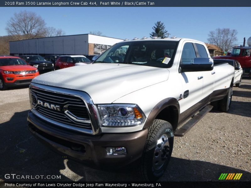 Pearl White / Black/Cattle Tan 2018 Ram 3500 Laramie Longhorn Crew Cab 4x4
