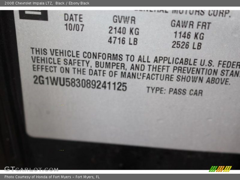 Black / Ebony Black 2008 Chevrolet Impala LTZ