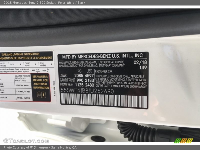 Polar White / Black 2018 Mercedes-Benz C 300 Sedan