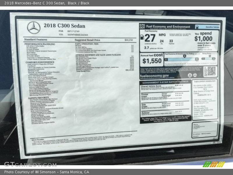 Black / Black 2018 Mercedes-Benz C 300 Sedan