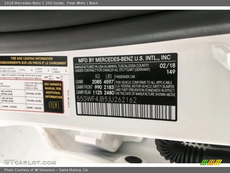 Polar White / Black 2018 Mercedes-Benz C 300 Sedan