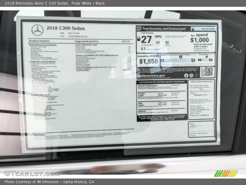 Polar White / Black 2018 Mercedes-Benz C 300 Sedan