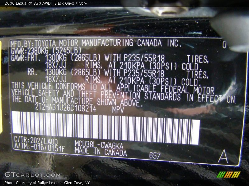 Black Onyx / Ivory 2006 Lexus RX 330 AWD