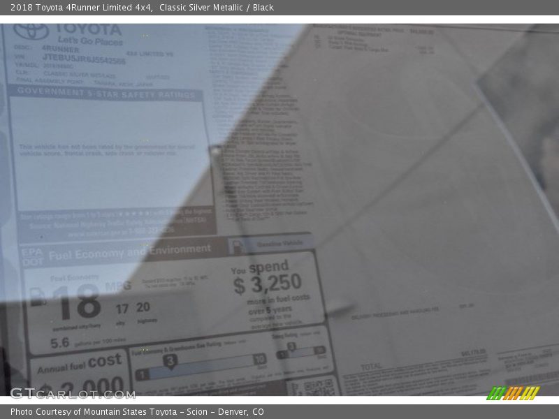 Classic Silver Metallic / Black 2018 Toyota 4Runner Limited 4x4