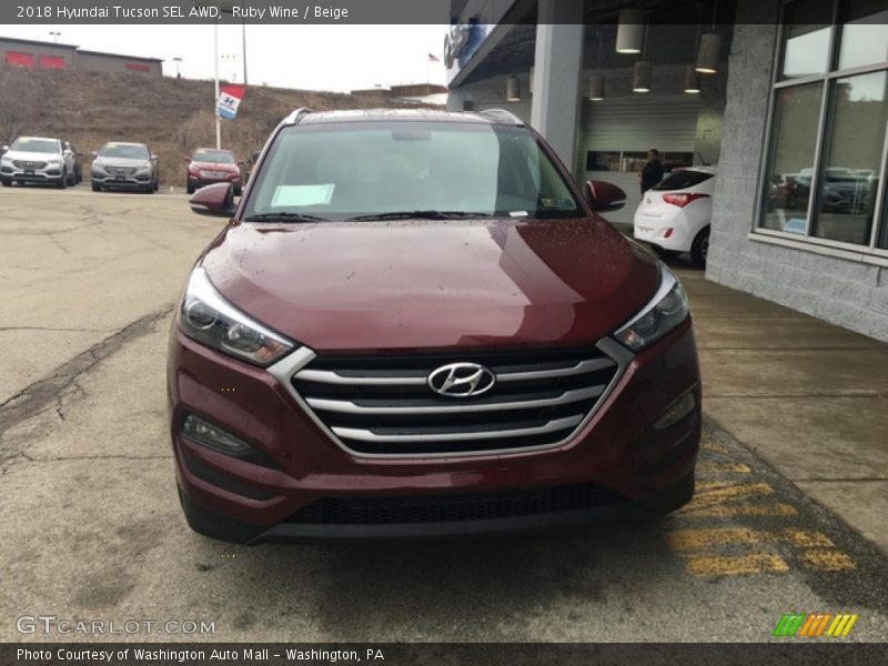 Ruby Wine / Beige 2018 Hyundai Tucson SEL AWD