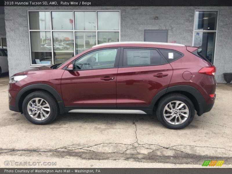 Ruby Wine / Beige 2018 Hyundai Tucson SEL AWD