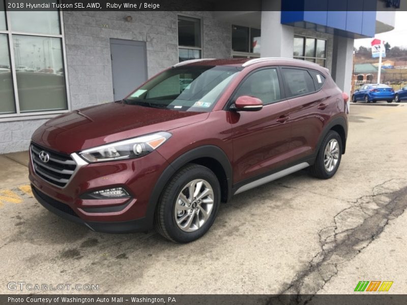 Ruby Wine / Beige 2018 Hyundai Tucson SEL AWD