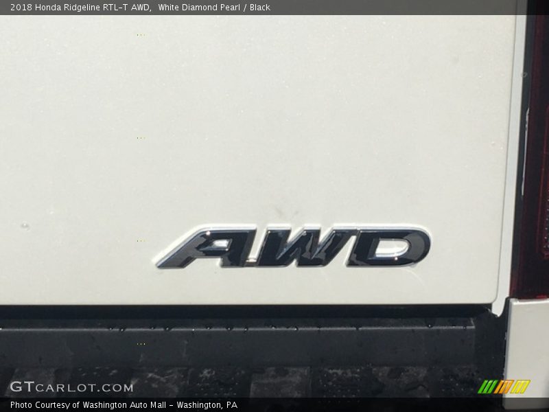 White Diamond Pearl / Black 2018 Honda Ridgeline RTL-T AWD