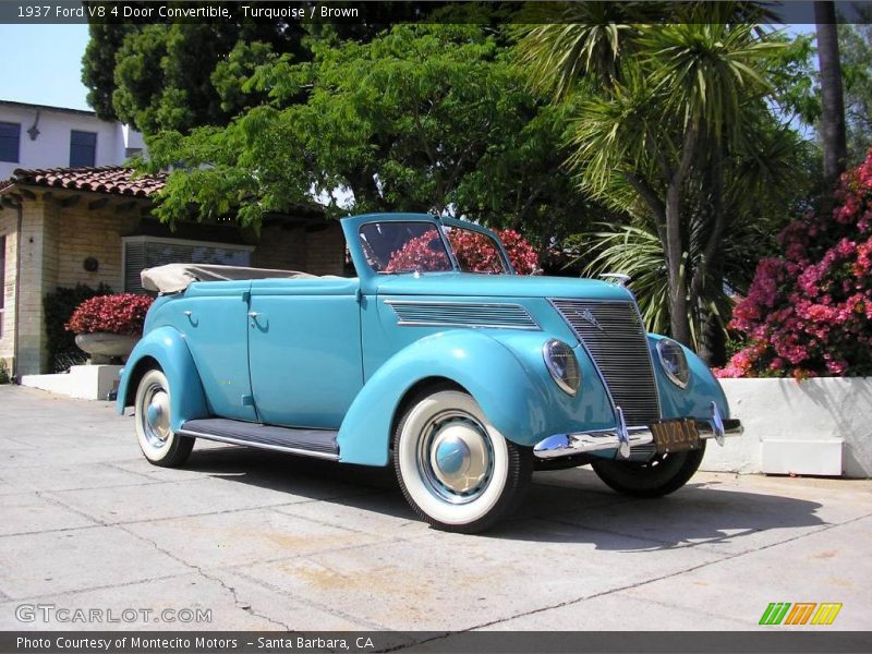 Turquoise / Brown 1937 Ford V8 4 Door Convertible
