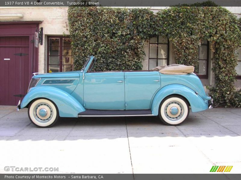 Turquoise / Brown 1937 Ford V8 4 Door Convertible