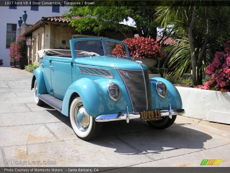 Turquoise / Brown 1937 Ford V8 4 Door Convertible