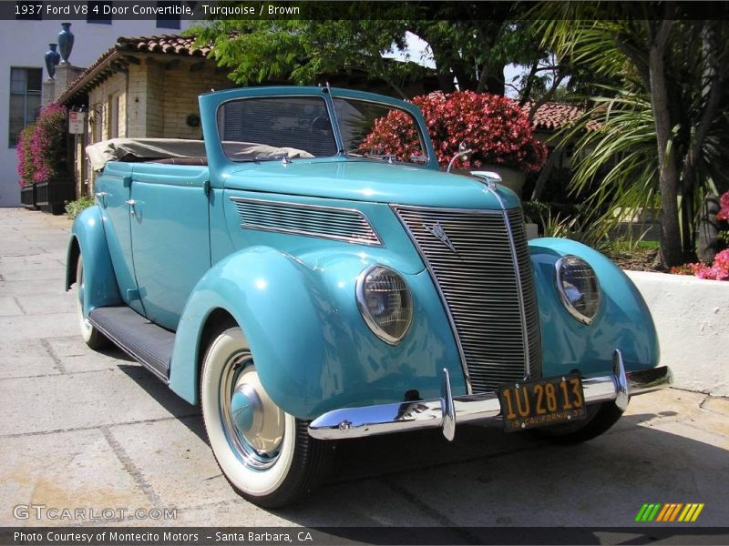 Turquoise / Brown 1937 Ford V8 4 Door Convertible