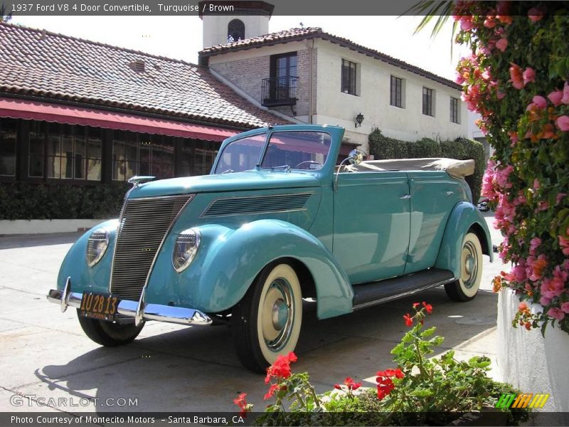 Turquoise / Brown 1937 Ford V8 4 Door Convertible