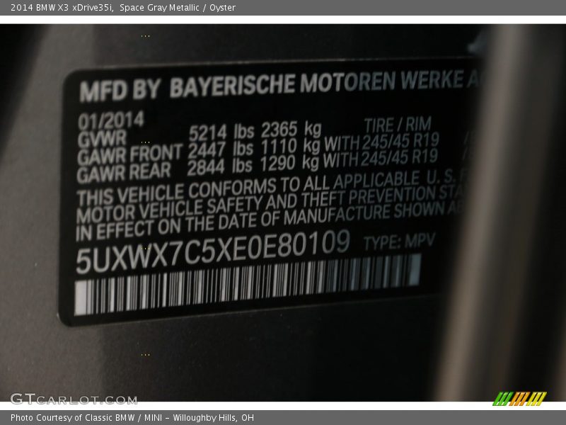 Space Gray Metallic / Oyster 2014 BMW X3 xDrive35i