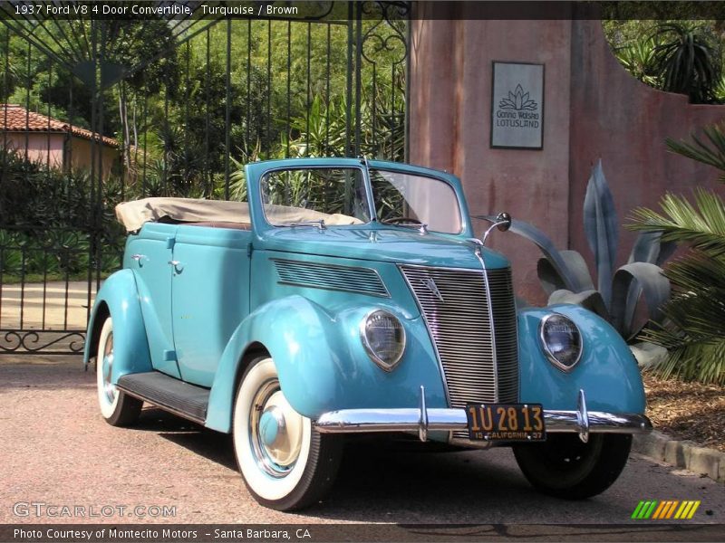 Turquoise / Brown 1937 Ford V8 4 Door Convertible