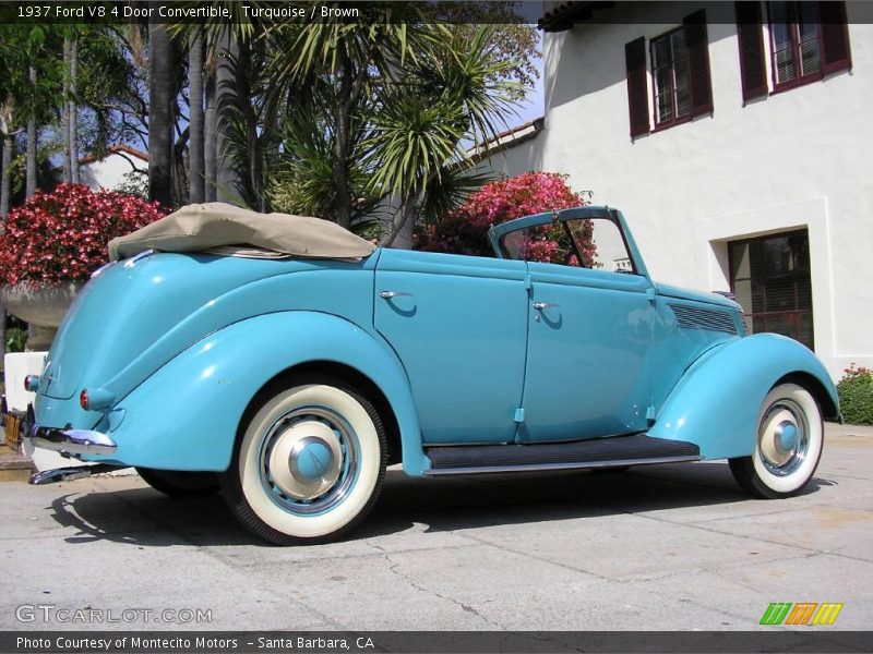 Turquoise / Brown 1937 Ford V8 4 Door Convertible