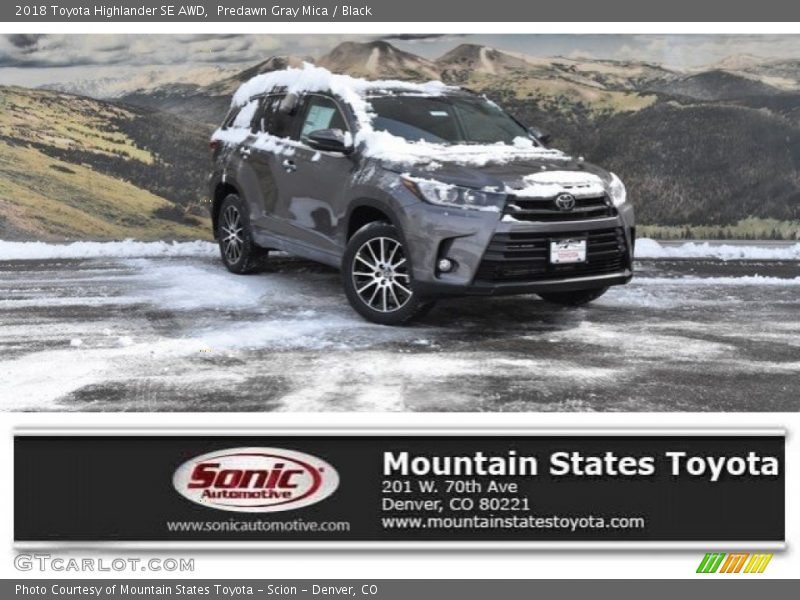 Predawn Gray Mica / Black 2018 Toyota Highlander SE AWD
