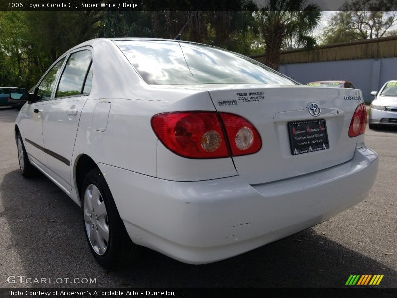 Super White / Beige 2006 Toyota Corolla CE