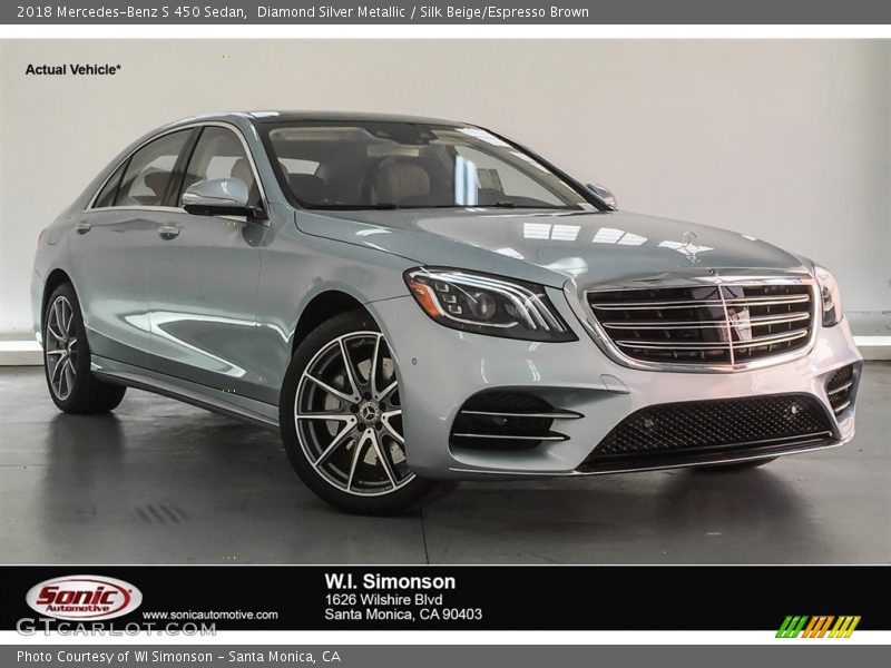 Diamond Silver Metallic / Silk Beige/Espresso Brown 2018 Mercedes-Benz S 450 Sedan