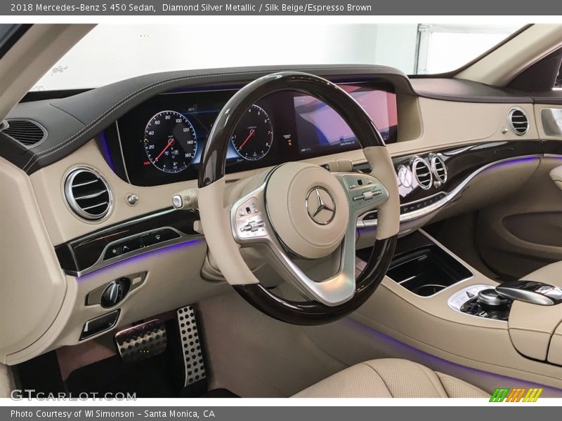 Diamond Silver Metallic / Silk Beige/Espresso Brown 2018 Mercedes-Benz S 450 Sedan