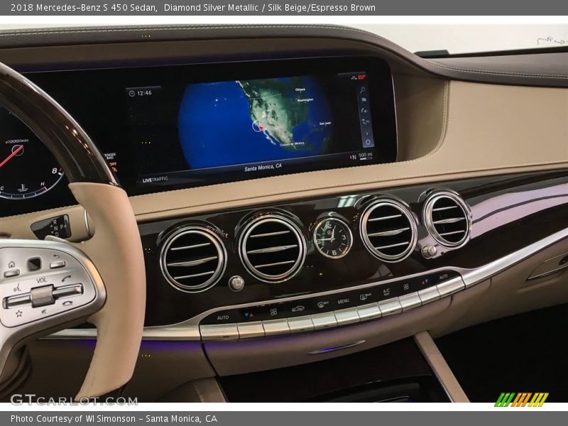 Diamond Silver Metallic / Silk Beige/Espresso Brown 2018 Mercedes-Benz S 450 Sedan