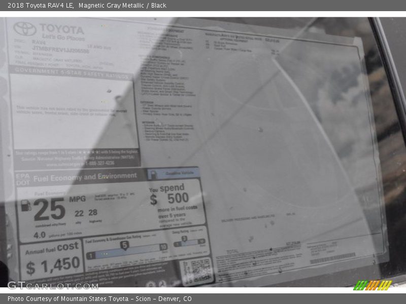 Magnetic Gray Metallic / Black 2018 Toyota RAV4 LE