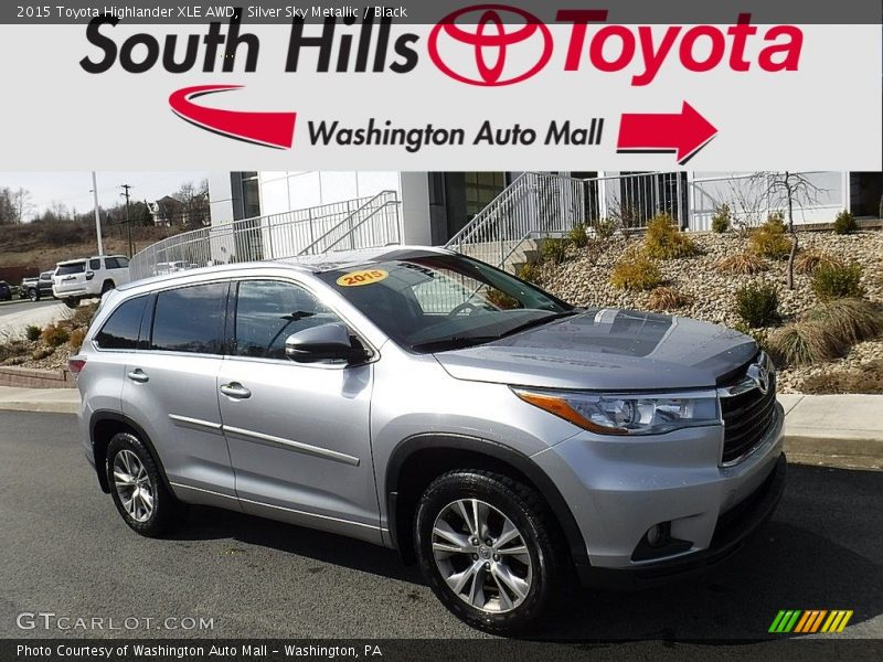 Silver Sky Metallic / Black 2015 Toyota Highlander XLE AWD