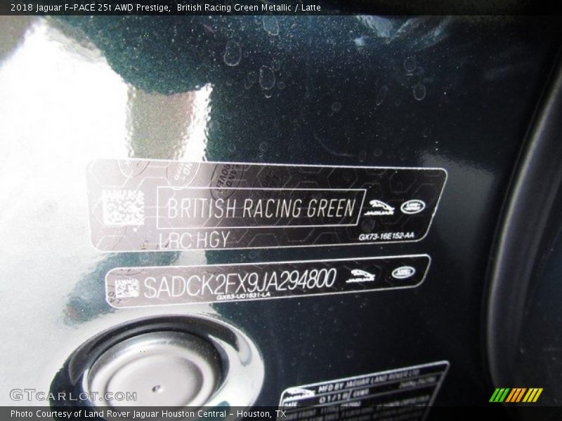British Racing Green Metallic / Latte 2018 Jaguar F-PACE 25t AWD Prestige