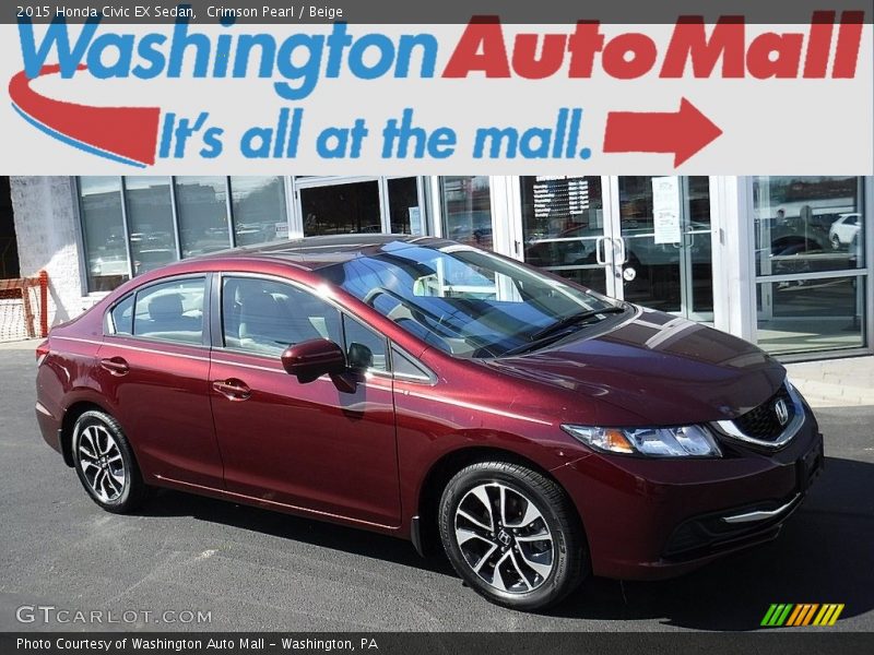 Crimson Pearl / Beige 2015 Honda Civic EX Sedan