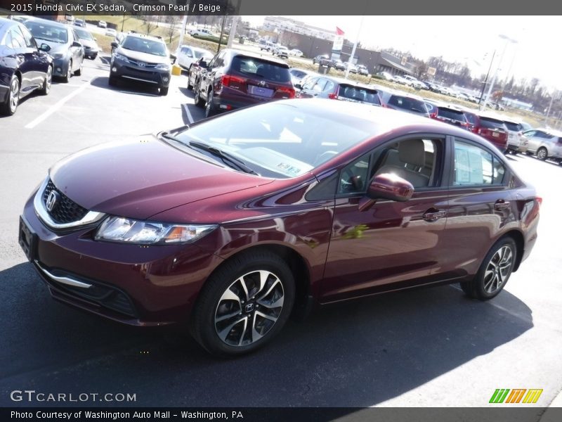 Crimson Pearl / Beige 2015 Honda Civic EX Sedan