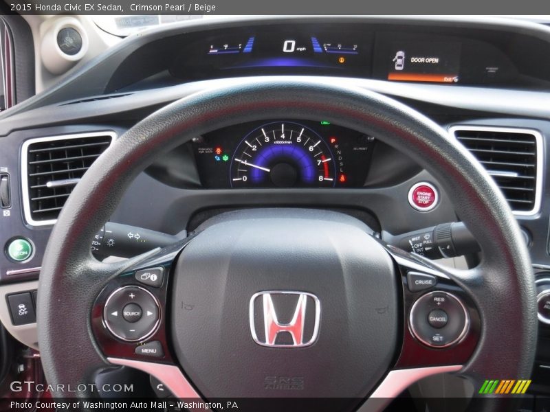Crimson Pearl / Beige 2015 Honda Civic EX Sedan
