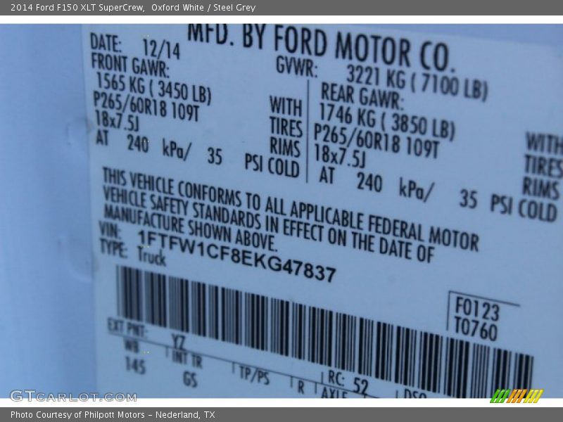 Oxford White / Steel Grey 2014 Ford F150 XLT SuperCrew