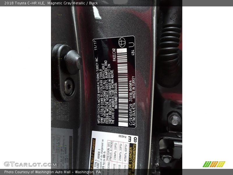 Magnetic Gray Metallic / Black 2018 Toyota C-HR XLE