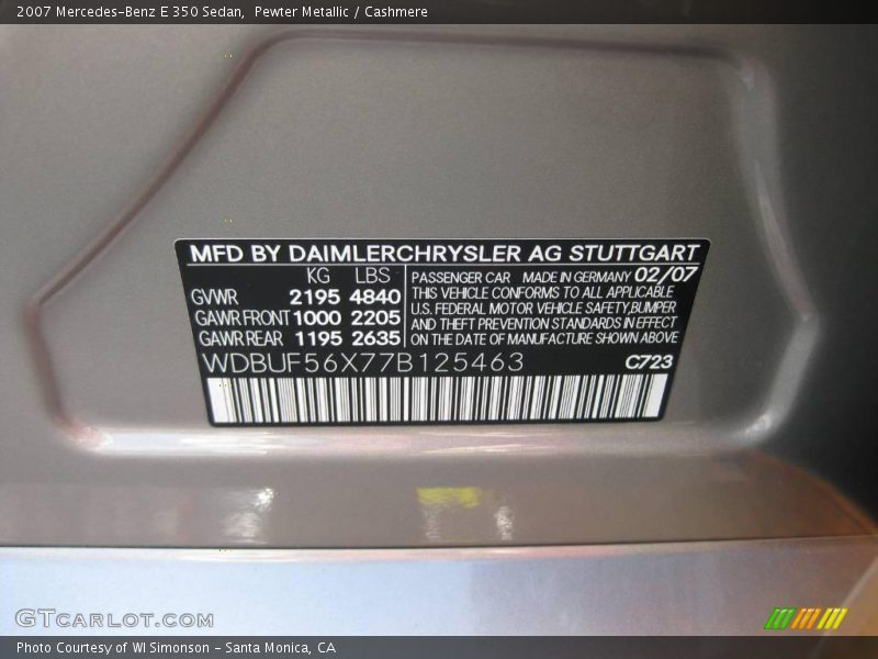 Pewter Metallic / Cashmere 2007 Mercedes-Benz E 350 Sedan