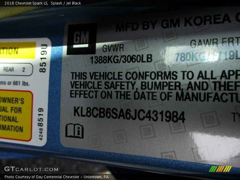 Splash / Jet Black 2018 Chevrolet Spark LS