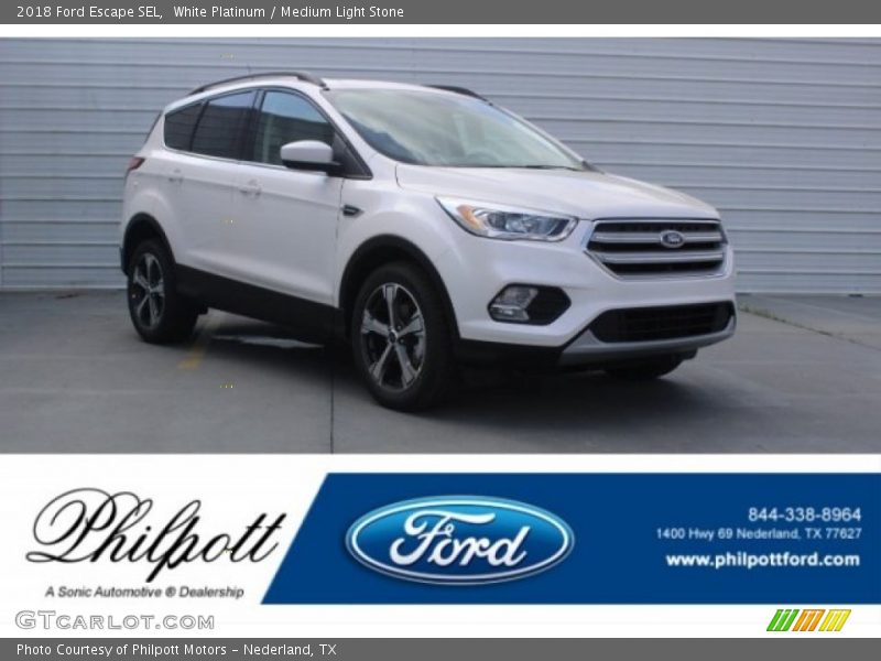 White Platinum / Medium Light Stone 2018 Ford Escape SEL