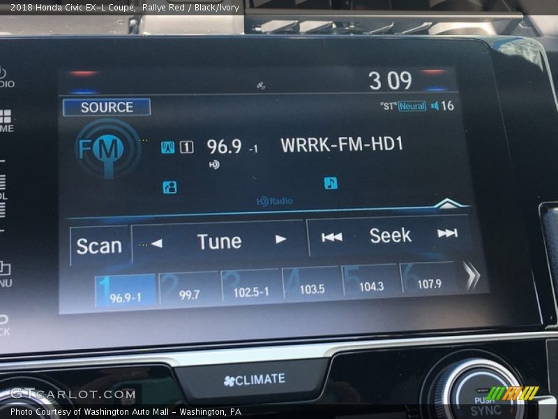 Rallye Red / Black/Ivory 2018 Honda Civic EX-L Coupe