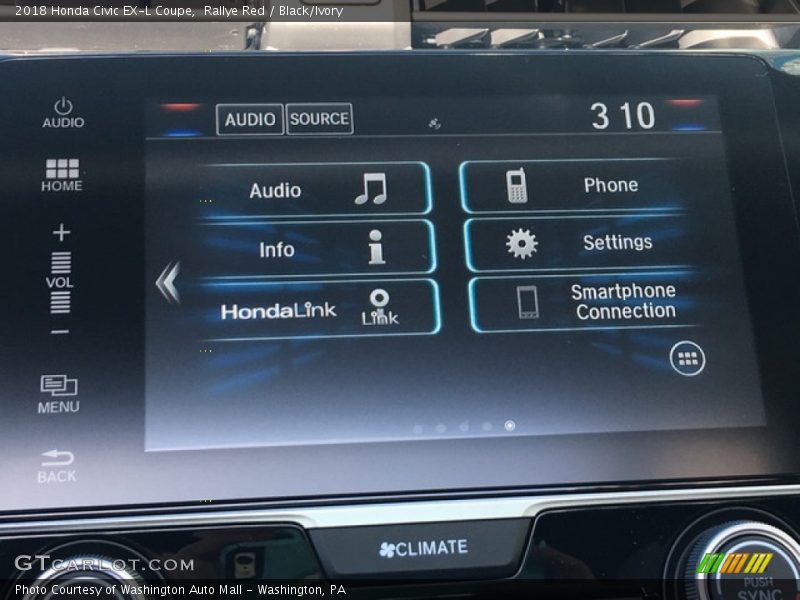 Rallye Red / Black/Ivory 2018 Honda Civic EX-L Coupe