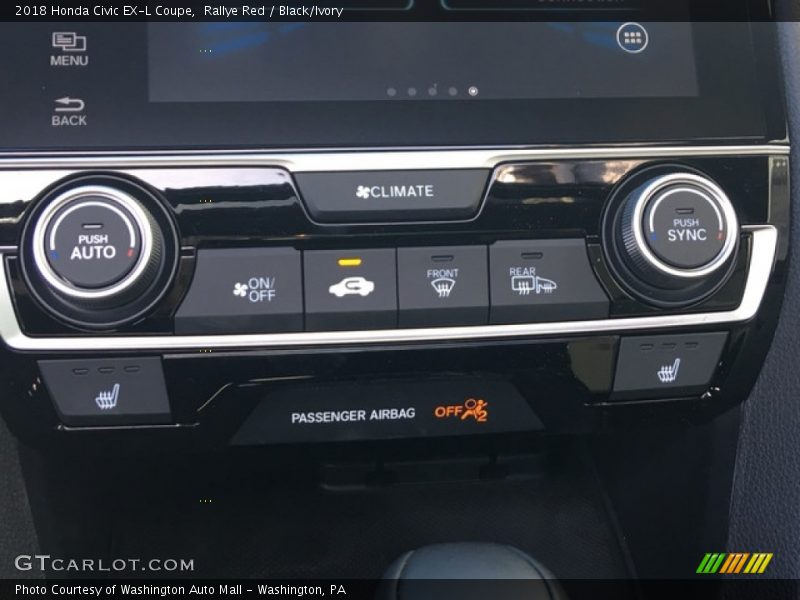 Rallye Red / Black/Ivory 2018 Honda Civic EX-L Coupe