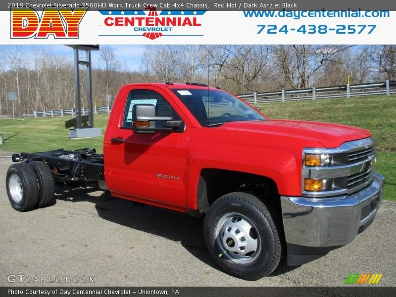 Red Hot / Dark Ash/Jet Black 2018 Chevrolet Silverado 3500HD Work Truck Crew Cab 4x4 Chassis