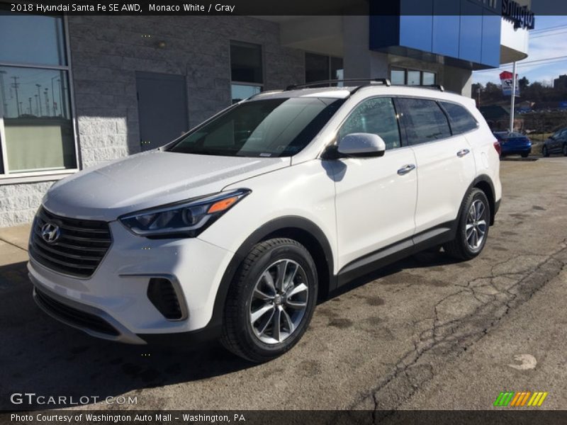Monaco White / Gray 2018 Hyundai Santa Fe SE AWD
