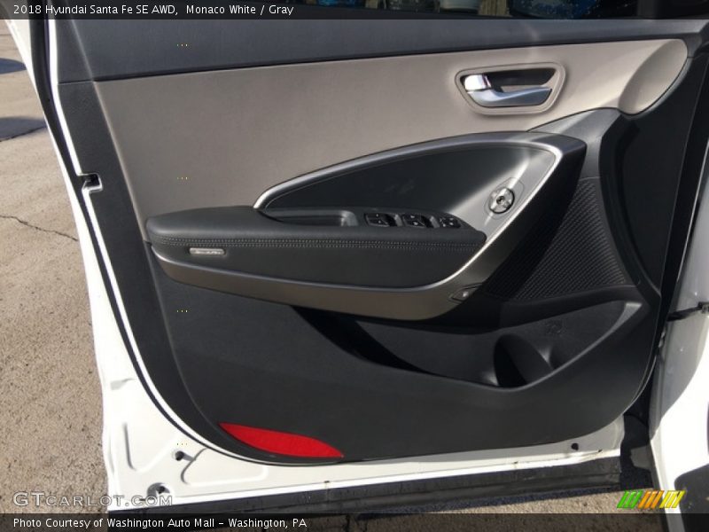 Monaco White / Gray 2018 Hyundai Santa Fe SE AWD